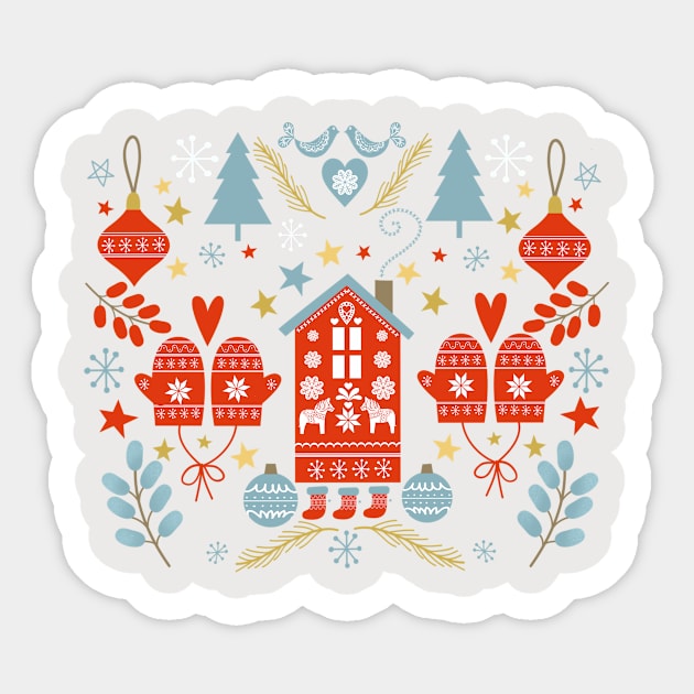 Cozy Laplander Christmas Pattern Sticker by LittleBunnySunshine